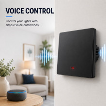 Qoltec 52722 Smart 1-Gang Light Switch , Wi-Fi , Timer , Tuya , Smart life , Black Qoltec 52722 Smart 1-Gang Light Switch , Wi-Fi , Timer , Tuya , Smart life , Black