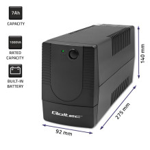 „Qoltec 53774“ nepertraukiamo maitinimo šaltinis (UPS), interaktyvus linijinis, 1 kVA, 600 W, 1 kintamosios srovės lizda „Qoltec 53774“ nepertraukiamo maitinimo šaltinis (UPS), interaktyvus linijinis, 1 kVA, 600 W, 1 kintamosios srovės lizda