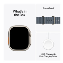 Viedpulkstenis Apple Watch Ultra 3 GPS + Cellular 49mm Natural Titanium Case with Anchor Blue Ocean Band Viedpulkstenis Apple Watch Ultra 3 GPS + Cellular 49mm Natural Titanium Case with Anchor Blue Ocean Band