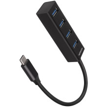 Axagon AXAGON HUE-M1C 4x USB3.2 Gen 1 MINI hub, metal, 20cm USB-C cable