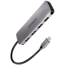 „Axagon“ „Axagon“ kelių prievadų USB 3.2 „Gen 1“ šakotuvas. HDMI, kortelių skaitytuvas ir trys USB-A išvestys. 20 cm USB