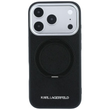 KARL LAGERFELD case for IPHONE 18 Pro / 17 Pro compatible with MagSafe (Ring Stand 360 Saffiano Classic Logo) black