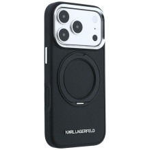 KARL LAGERFELD case for IPHONE 18 Pro Max / 17 Pro Max compatible with MagSafe (Ring Stand 360 Saffiano Classic Logo) bl