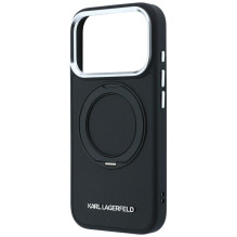 KARL LAGERFELD case for IPHONE 18 Pro Max / 17 Pro Max compatible with MagSafe (Ring Stand 360 Saffiano Classic Logo) bl