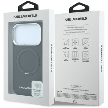 KARL LAGERFELD case for IPHONE 18 Pro Max / 17 Pro Max compatible with MagSafe (Ring Stand 360 Saffiano Classic Logo) bl
