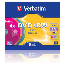 1x5 Verbatim DVD+RW 4,7GB 4x Spalva sparta Surface Plonas dėklas