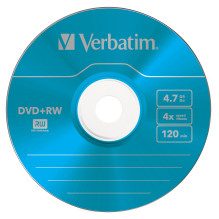 1x5 Verbatim DVD+RW 4,7GB 4x Spalva sparta Surface Plonas dėklas