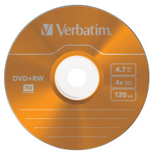 1x5 Verbatim DVD+RW 4,7GB 4x Spalva sparta Surface Plonas dėklas