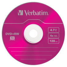 1x5 Verbatim DVD+RW 4,7GB 4x Spalva sparta Surface Plonas dėklas