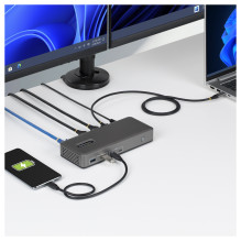Dviguba USB-C prijungimo stotis 4K 60Hz HDMI MST dokas 100W Maitinimo tiekimas Laptop -Ladung 1GbE treiberlos Windows