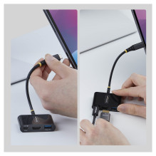 USB -C zu HDMI Kelių prievadų adapteris su 140W PD Ladeleistung 4K 60Hz HDMI USB 5Gbps Mini_TK Dokas