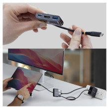 USB -C zu HDMI Kelių prievadų adapteris su 140W PD Ladeleistung 4K 60Hz HDMI USB 5Gbps Mini_TK Dokas