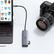Ugreen CM512 90568 USB-C adapteris - 2× USB-A 3.0 / HDMI / RJ45 / SD ir TF kortelių skaitytuvas / USB-C PD 100 B Pilka Ugreen CM512 90568 USB-C adapteris - 2× USB-A 3.0 / HDMI / RJ45 / SD ir TF kortelių skaitytuvas / USB-C PD 100 B Pilka