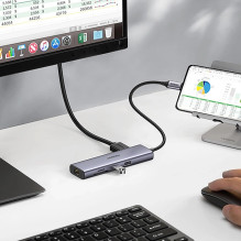 Ugreen CM512 90568 USB-C adapteris - 2× USB-A 3.0 / HDMI / RJ45 / SD ir TF kortelių skaitytuvas / USB-C PD 100 B Pilka Ugreen CM512 90568 USB-C adapteris - 2× USB-A 3.0 / HDMI / RJ45 / SD ir TF kortelių skaitytuvas / USB-C PD 100 B Pilka