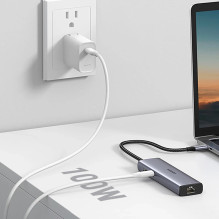 Ugreen CM512 90568 USB-C adapteris - 2× USB-A 3.0 / HDMI / RJ45 / SD ir TF kortelių skaitytuvas / USB-C PD 100 B Pilka Ugreen CM512 90568 USB-C adapteris - 2× USB-A 3.0 / HDMI / RJ45 / SD ir TF kortelių skaitytuvas / USB-C PD 100 B Pilka