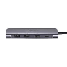 Ugreen CM195 6-in-1 USB-C adapteris - HDMI / 2× USB-A 3.0 / USB-C PD / SD / TF kortelių skaitytuvas - pilkas