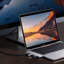 Ugreen 80856 nešiojamojo kompiuterio dokas / prievadų replikatorius 2 x USB 3.2 2 kartos (3.1 2 kartos) C tipo aliuminis