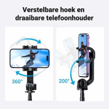 Ugreen LP586 selfie stick telescopic tripod with Bluetooth remote 1.5 m - black Ugreen LP586 selfie stick telescopic tripod with Bluetooth remote 1.5 m - black