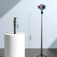 Ugreen LP586 selfie stick telescopic tripod with Bluetooth remote 1.5 m - black Ugreen LP586 selfie stick telescopic tripod with Bluetooth remote 1.5 m - black