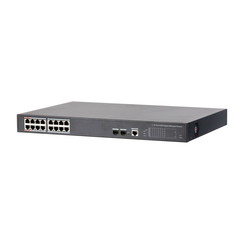 Valdomas 16 prievadų PoE Gigabit tinklo jungiklis DAHUA DH-PFS4218-16GT-240