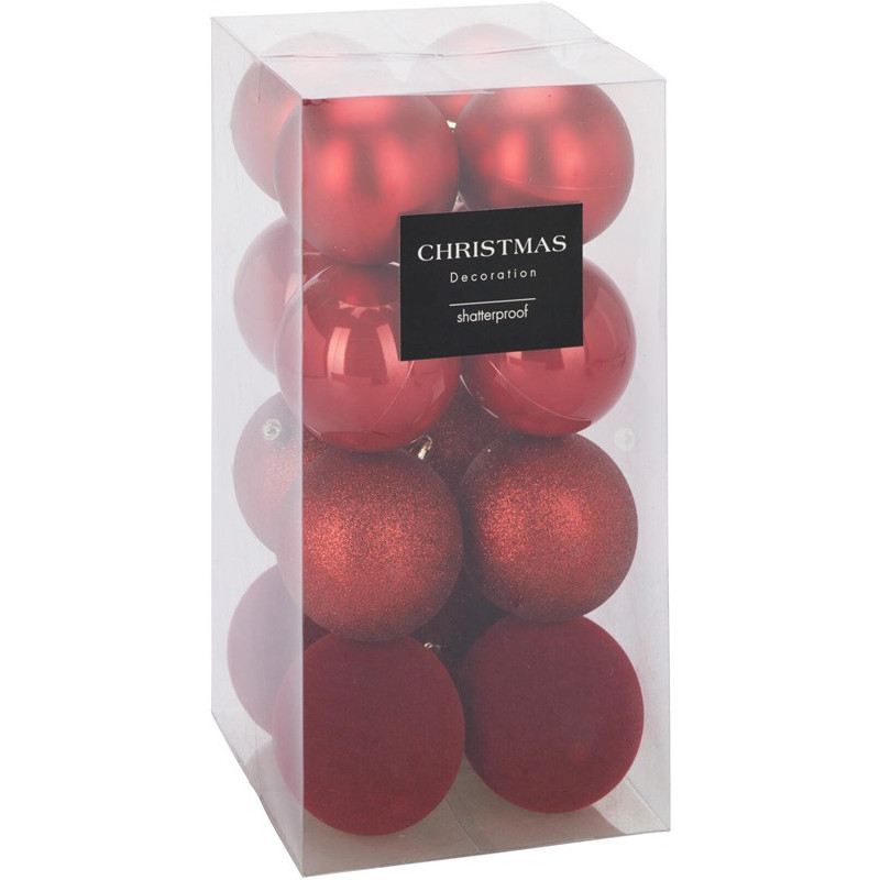Christmas tree toy set CAN310240, red, 16 pcs