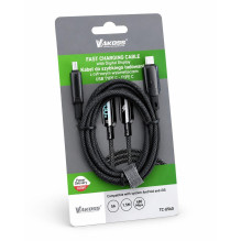 Vakoss TC-U560 USB-C to USB-C Cable with Digital Display, 100W, 1.5m, Black Vakoss TC-U560 USB-C to USB-C Cable with Digital Display, 100W, 1.5m, Black