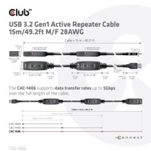 USB kabelis Club 3D USB-A - USB-A 15 m juodas (CAC-1406) USB kabelis Club 3D USB-A - USB-A 15 m juodas (CAC-1406)