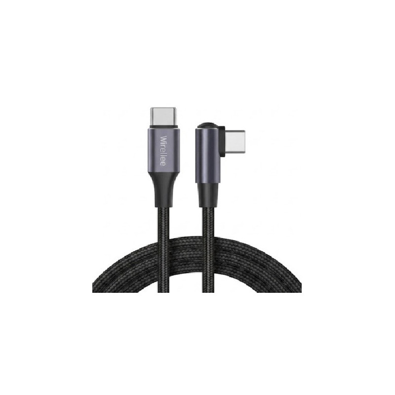 USB-C-USB-C L-shaped cable Wirellee (1 m, 100 W, PD 3.0, black)