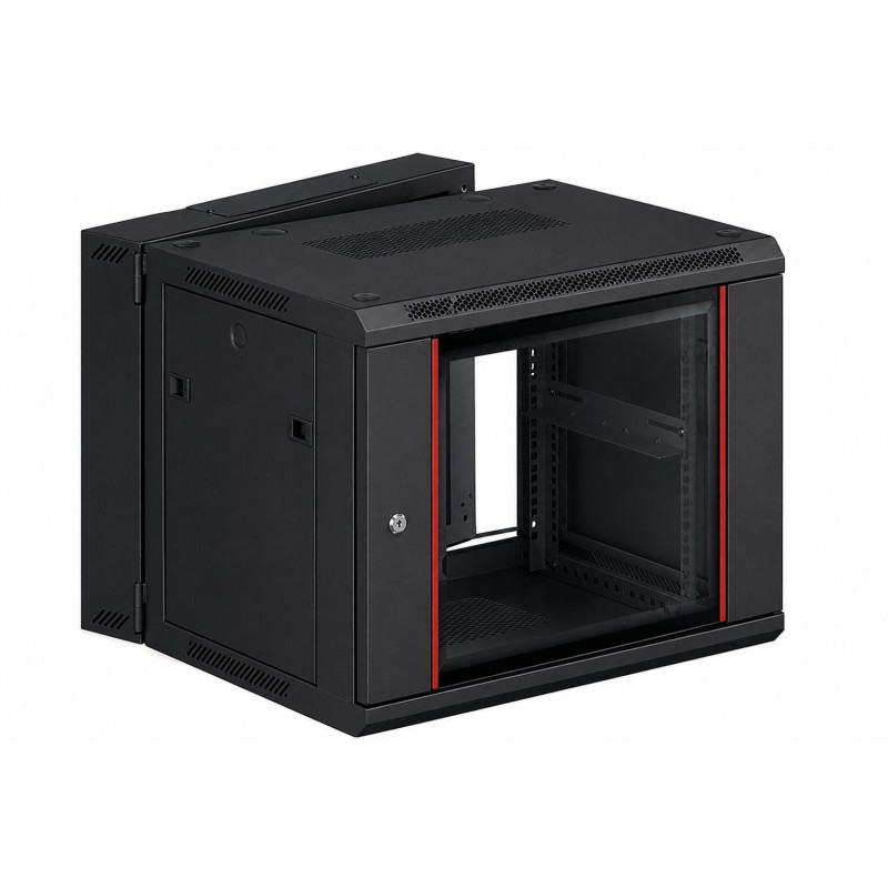 Wall-mounted 19'' 12U cabinet ZH-6412B (600x550x501mm, black, IP20, 2 doors, unassembled)