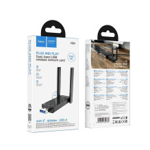 Network card WiFi 6 USB A (2 antennas) Hoco HI34 black