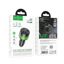 Car ransmiter bluetooth Hoco 2 x USB A + USB C QC3.0 PD 42W E166 black Car ransmiter bluetooth Hoco 2 x USB A + USB C QC3.0 PD 42W E166 black