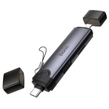 Card reader SD / TF 3.0 + USB 2.0 Type-C / Lightning Hoco HB56B grey