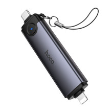 Card reader SD / TF 3.0 + USB 2.0 Type-C / Lightning Hoco HB56B grey