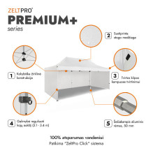 Prekybinė Palapinė 4x6 Balta Zeltpro PREMIUM+ su 4 sienomis, krepšiu