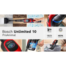Bosch BCS1041PET lazdinis dulkių siurblys / elektrinė šluota Baterijos sausas HEPA be maišelio 0,4 l 23,5 W Juoda, raudo