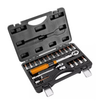 Neo Tools 1 / 4" bi-directional torque wrench, 5-25NM, set of 21 pcs. Neo Tools 1 / 4" bi-directional torque wrench, 5-25NM, set of 21 pcs.