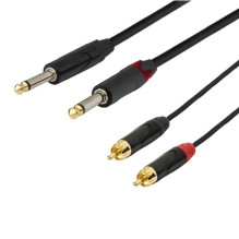 Garso Kabelis - SSQ RCAJM5 - 2x RCA - 2x Jack Mono 6,3 mm 3 m Juodas Garso Kabelis - SSQ RCAJM5 - 2x RCA - 2x Jack Mono 6,3 mm 3 m Juodas