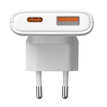 USB Įkroviklis - Akyga 65 W USB-C / USB-A GaN Įkroviklis Baltas
