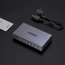 Jungiklis - UGREEN 6 Prievadų Gigabitinis PoE Jungiklis, Pilkas