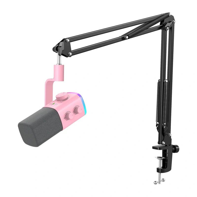 Mikrofonas - Fifine AM9T USB Dinaminis Kardioidinis 44,1 / 48 kHz RGB Rožinis