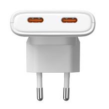 USB Įkroviklis - Akyga 65 W Dvigubas USB-C GaN Įkroviklis Baltas USB Įkroviklis - Akyga 65 W Dvigubas USB-C GaN Įkroviklis Baltas
