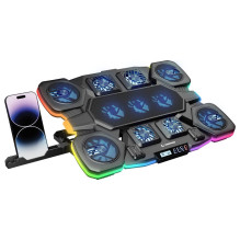 Nešiojamo kompiuterio aušinimo stovas - RAMPAGE Glacier 14-17,3" 11 Ventiliatorių USB-C Šakotuvas Juodas Nešiojamo kompiuterio aušinimo stovas - RAMPAGE Glacier 14-17,3" 11 Ventiliatorių USB-C Šakotuvas Juodas