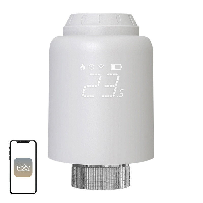Radiatoriaus Termostatinė Galvutė - MOES ZTRV-PJ-601-MS Balta M30 × 1,5 mm ZigBee LED Balta