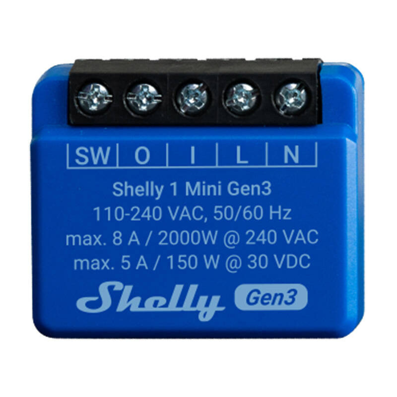 Išmanusis namų valdiklis - Shelly 1 Mini Gen3 WiFi / Bluetooth, temperatūros jutiklis, balta