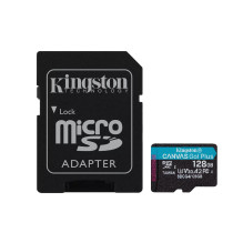 „Kingston Technology“ 128 GB „microSDXC Canvas Go Plus Gen4“ 200 MB / s A2 U3 V30 kortelė + adapteris
