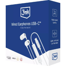 3MK Wired USB-C Headset In-ear Calls / Music USB Type-C White