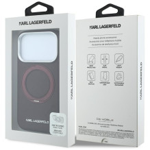 KARL LAGERFELD case for IPHONE 18 Pro / 17 Pro compatible with MagSafe (Ring Stand 360 Saffiano Classic Logo) burgundy