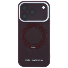 KARL LAGERFELD case for IPHONE 18 Pro / 17 Pro compatible with MagSafe (Ring Stand 360 Saffiano Classic Logo) burgundy