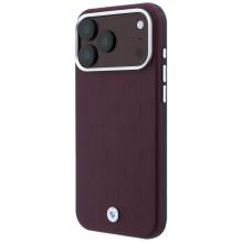 BMW case for IPHONE 18 Pro Max / 17 Pro Max compatible with MagSafe (Sign Deboss Quilted Metal Logo) burgund