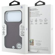 BMW case for IPHONE 18 Pro Max / 17 Pro Max compatible with MagSafe (Sign Deboss Quilted Metal Logo) burgund